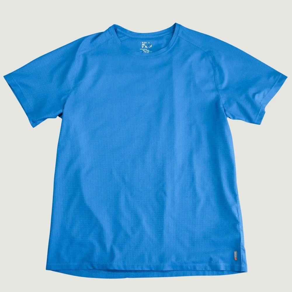 Mountain Hardwear Wicked Tech T-Shirt Mens XL Teal Blue Short Sleeve OM0604 Hike